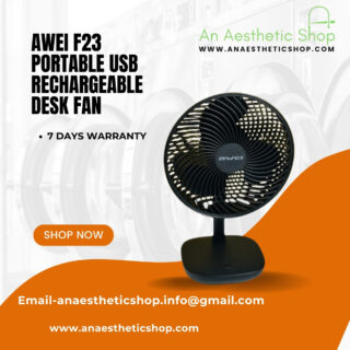 Awei F23 Portable USB Rechargeable Desk Fan (4000mAh)- Black Color